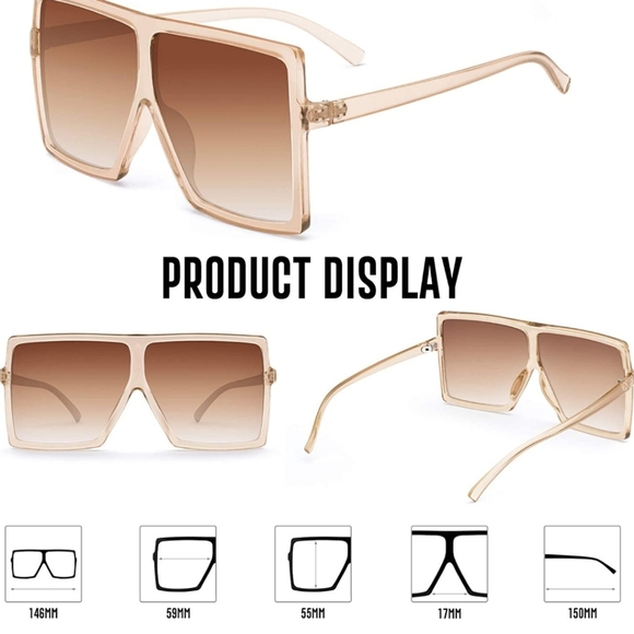 Oversized sunglasses 2 pack! Black and champagne - Picture 3 of 10